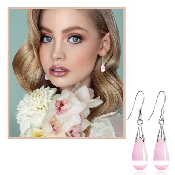 Women's Purple Trendy Handmade Lightweight Long Teardrop Long chain Earrings - Picture 4 of 7